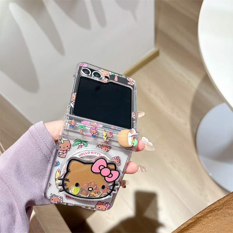 Cartoon Cute Surfing Kt Cat Suitable for Samsung Galaxy Zflip7/6/ 50% off Stackable Mobile Phone Case Magnetic Hard Case Cartoon Cute Surfing Kt Cat Suitable for Samsung Galaxy Zflip7/6/ 50% off Stackable Mobile Phone Case Magnetic Hard Case