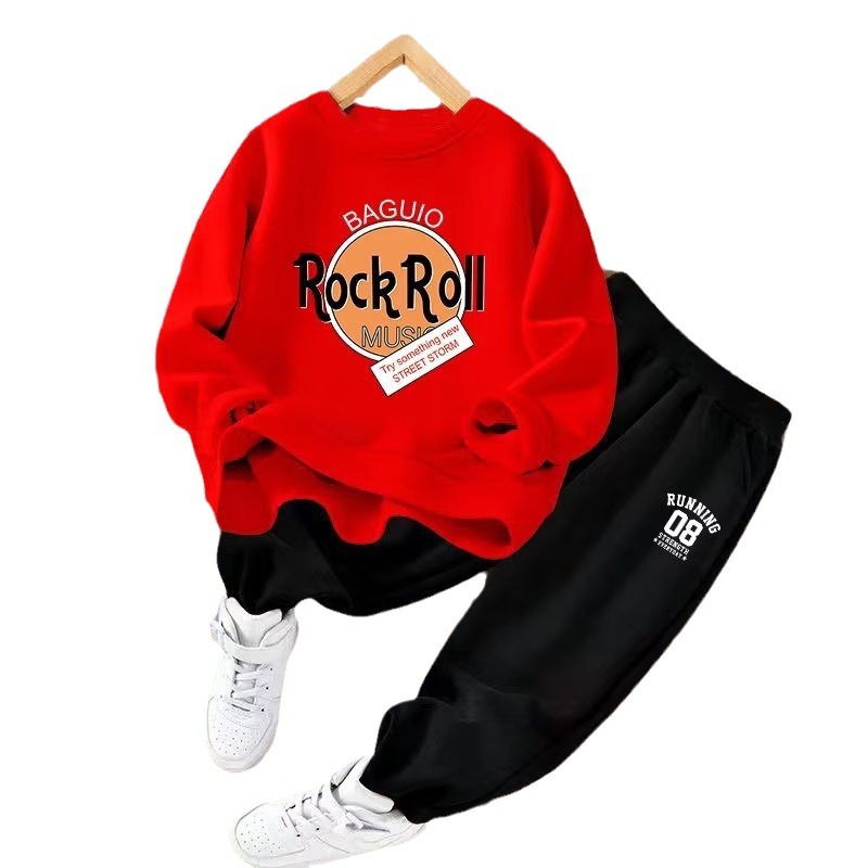 Chlapecká mikina s kapucí 2023 nová jarní sportovní kreslená malá a střední dětská podzimní dvoudílná sada oblečení_voghion.com