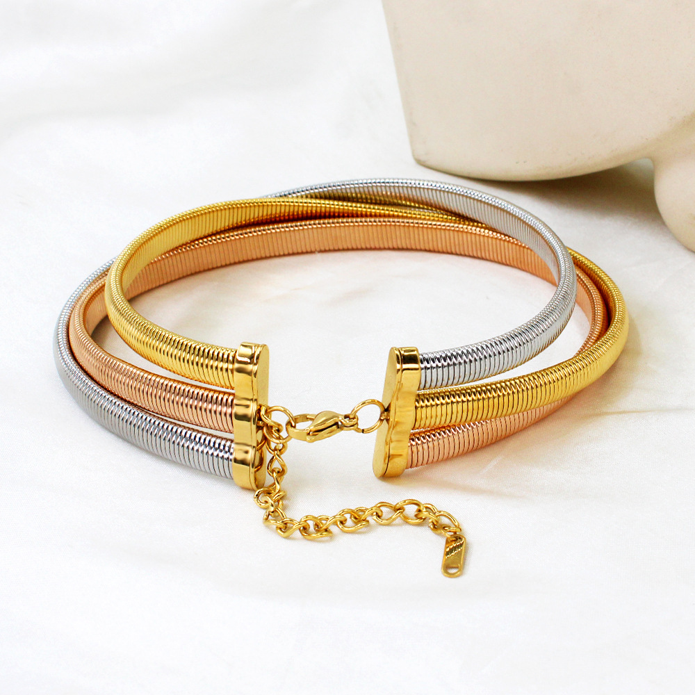 Women's Gender PVD Coated Real Gold Plated Solid Color 304 Stainless Steel Punk Waterproof Non Tarnish 304 Stainless Steel Choker