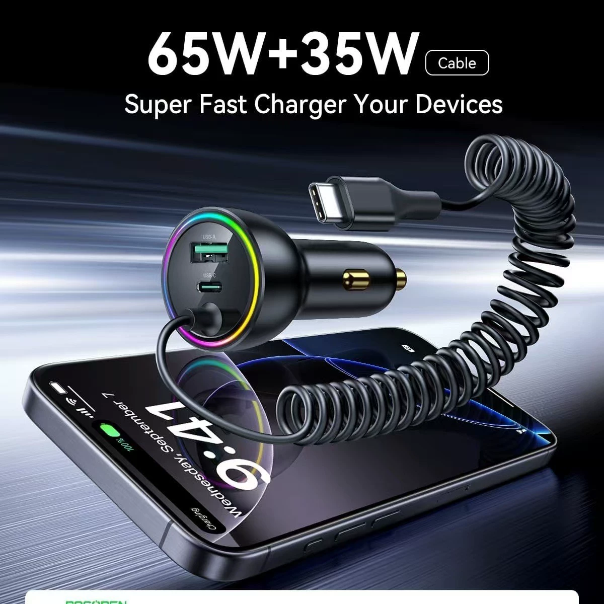 Трансграничное автомобильное зарядное устройство 2C1A поддерживает несколько портовых быстрых зарядных устройств