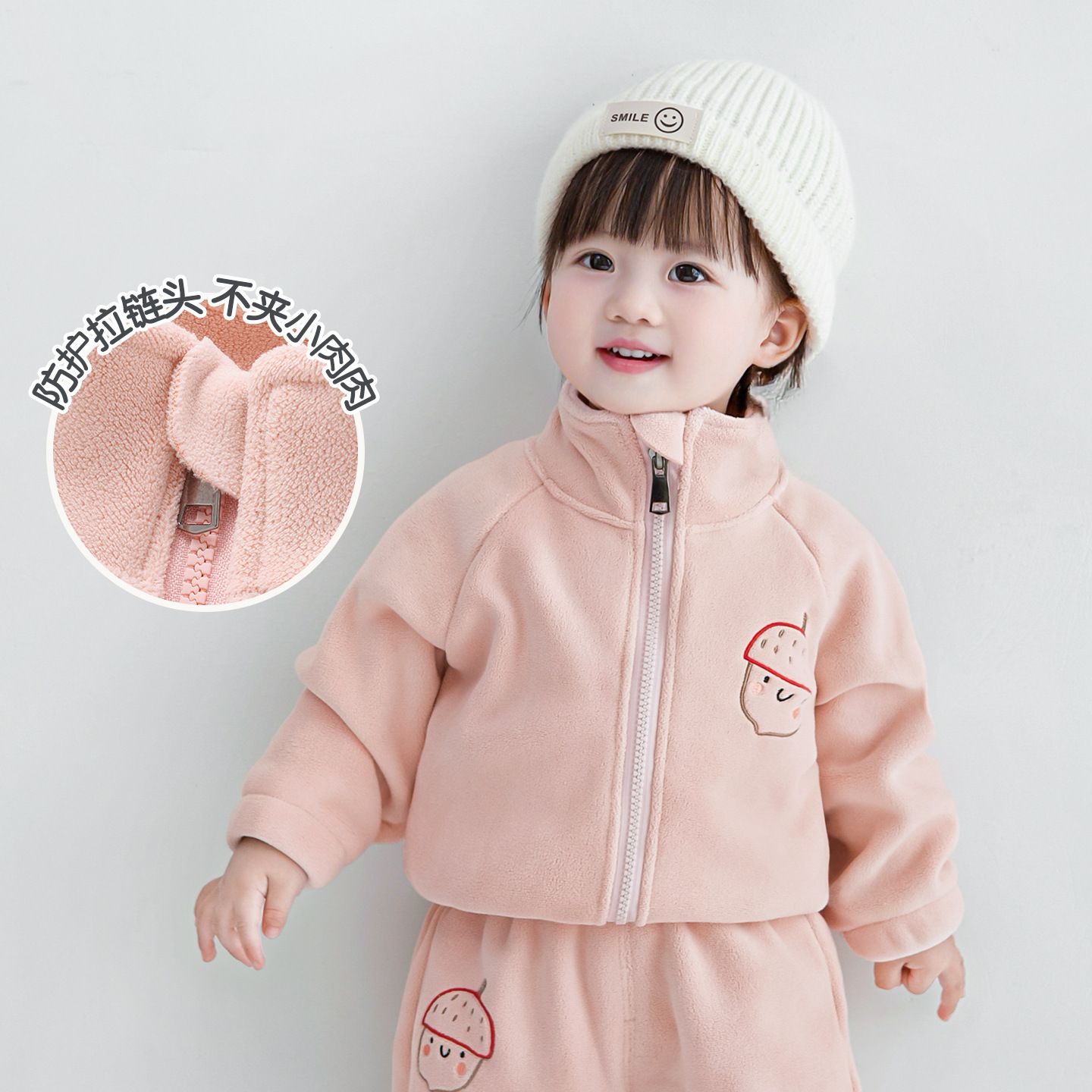 Primavera, otoño, invierno, abrigo para niños de un año, terciopelo grueso, ropa de invierno de cuello alto para niños y niñas, chaqueta de bebé. image 3