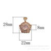 Fuchsia necklace, pendant, agate stone inlay, diamond encrusted, 8mm, wholesale