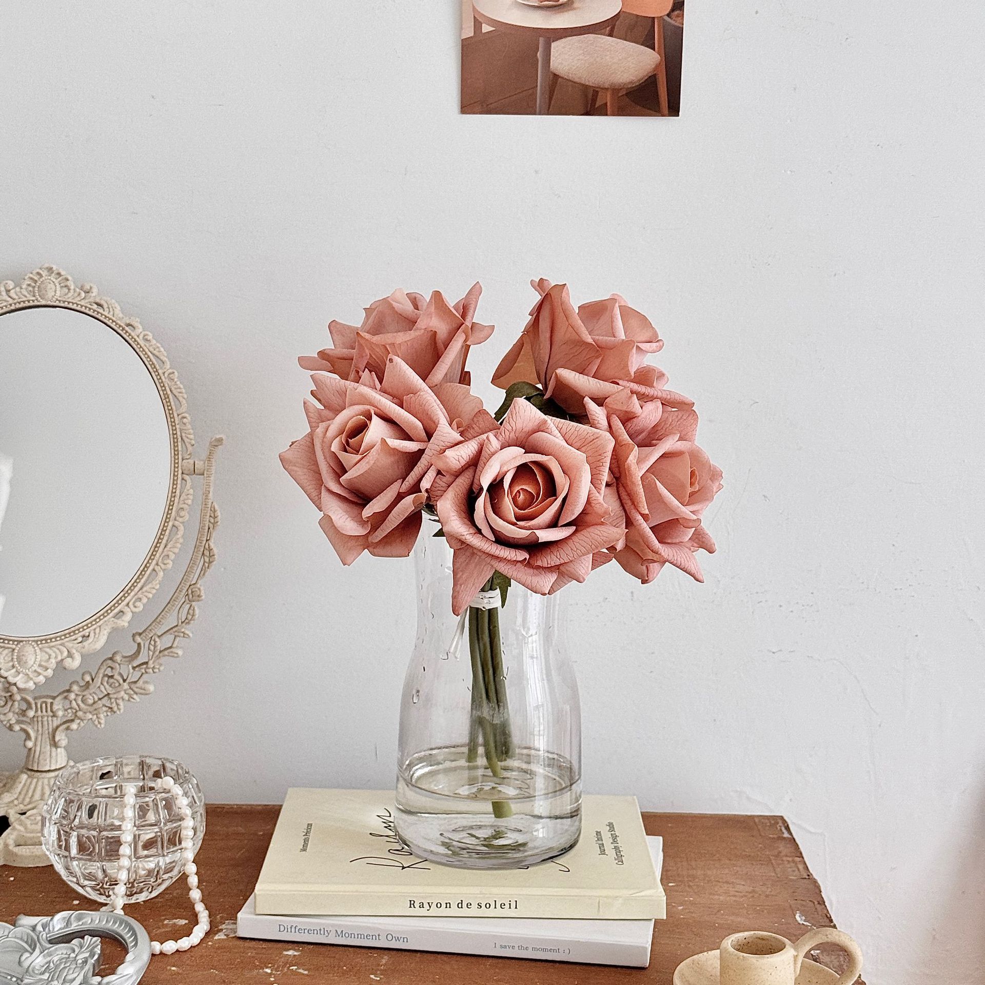 Ramo de rosas hidratante de alta calidad, flores artificiales, flores falsas, accesorios para fotografía, arreglo floral de mano, decoración del hogar.