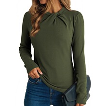 F 76332 Cross Neckline Wrinkle Top ����Բ������ ŷ���羳