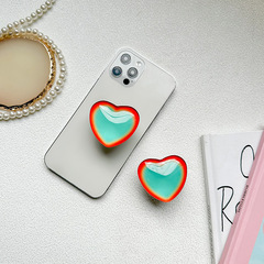 Phone Airbag Stand Dual-Color Heart Glass Back Cover with Extendable Desktop Movie Watching Gadget Simple and Unique Trend