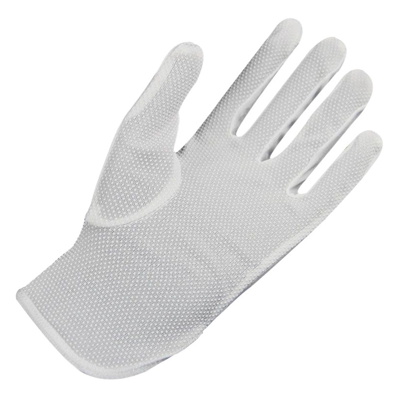 Poliéster punto de tres costillas guantes de etiqueta de plástico poliéster blanco conserje guardia de seguridad Wenwan taller libre de polvo guantes antideslizantes