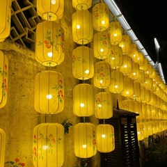 中国式布芸手描き提灯は古典的な宮灯レストランの茶楼通路ロゴ広告冬瓜布芸吊灯具を模している