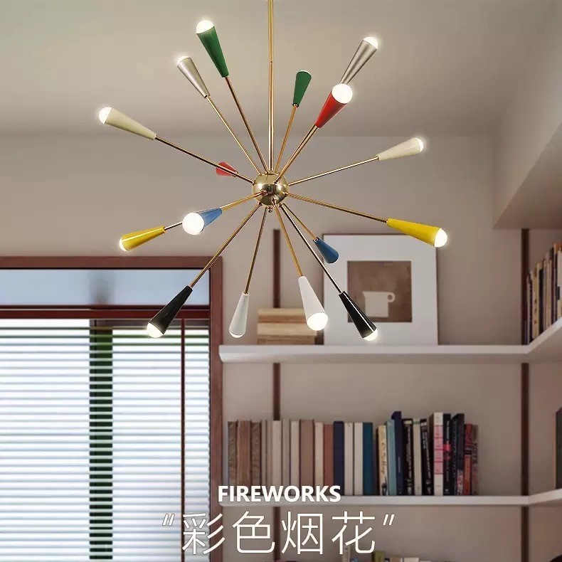 中古法式客厅艺术灯餐厅吊灯彩色卧室灯烟花灯创意设计师卧室吊灯|undefined