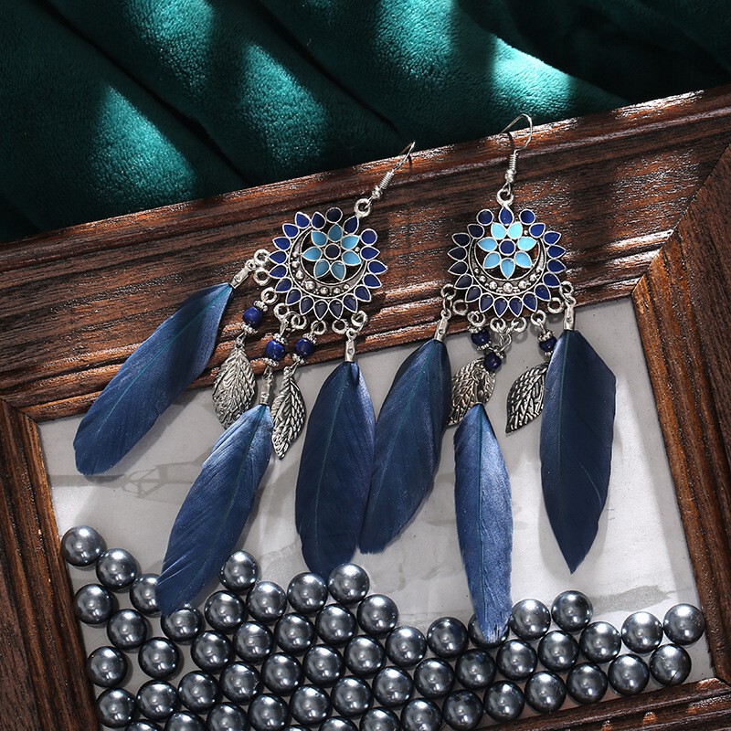 9+1 Colors Natural Fashion Retro Feather Earrings 2026 Your Tixi Yiwu Daisy Jewelry