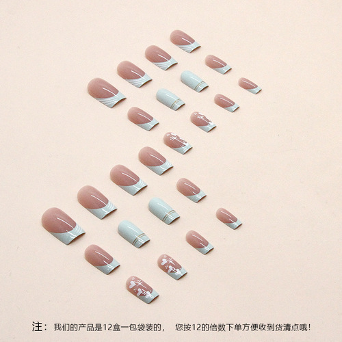 European and American Love Valentine's Day Nail Art Pieces Gold Foil Wearable Nails Medium and Long European and American Nail Pieces Nail Patch Nail Art Patch