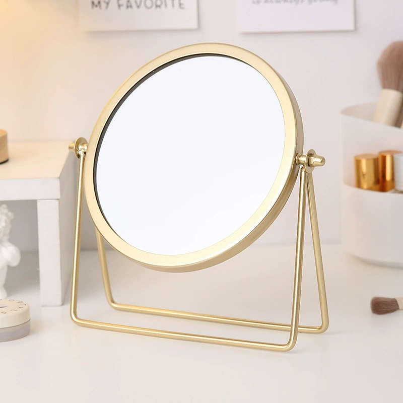 Портативная настольная визажная панель Iron Makeup Make -up Student Dormation Desktop Single Make -up Beauty Makeup Mosque с вращающимся основанием круглая нижняя часть принцесса зеркало