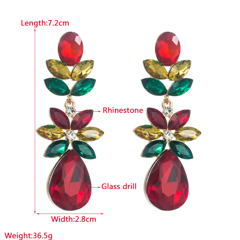 40g Weight Fashion Water Droplets Alloy Inlay Rhinestones Drop Earrings