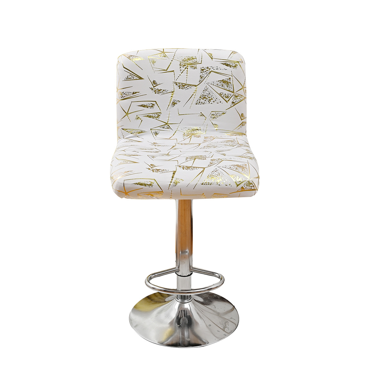 Amazon Cross-border bronceen seda de leche geométrica cubierta de silla de respaldo corto Taburete alto europeo y americano mesa de bar café Internet cubierta de silla elástica