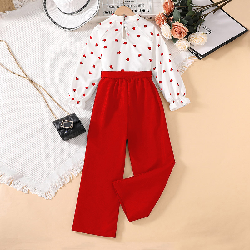 Flickor tvådelat set 10-12 år tryckt outfit lång ärm_voghion.com