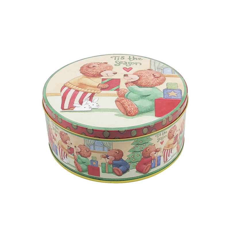古典的な熊ビスケット鉄箱大中小ブリキ円形鉄缶手作りクッキーケース食品包装シール|undefined