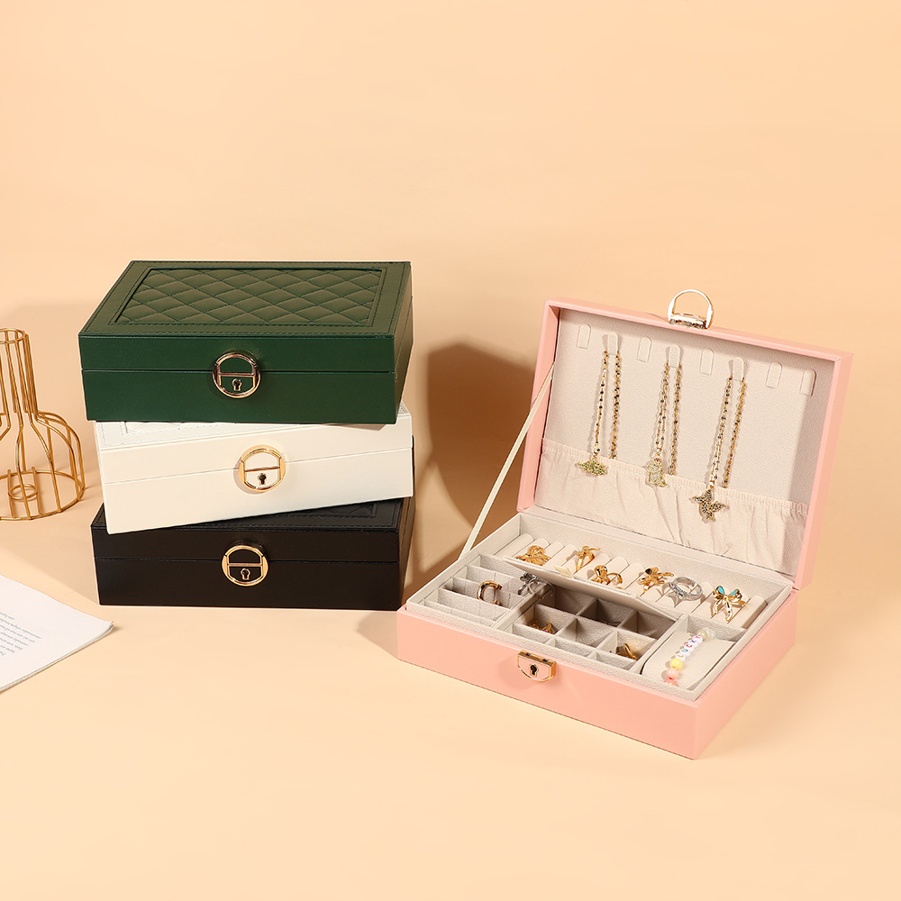 Single-Layer Jewelry Box for Necklaces, Rings, Pendants, Bracelets, Earrings, Large-Capacity Storage Box, Vintage Jewelry Box