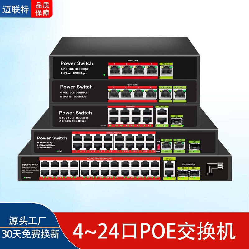Gigabit Poe Switch Standard 100m 4-Port 8-Port 16-Port 24-Port Monitoring Network Dedicated Ethernet Switch