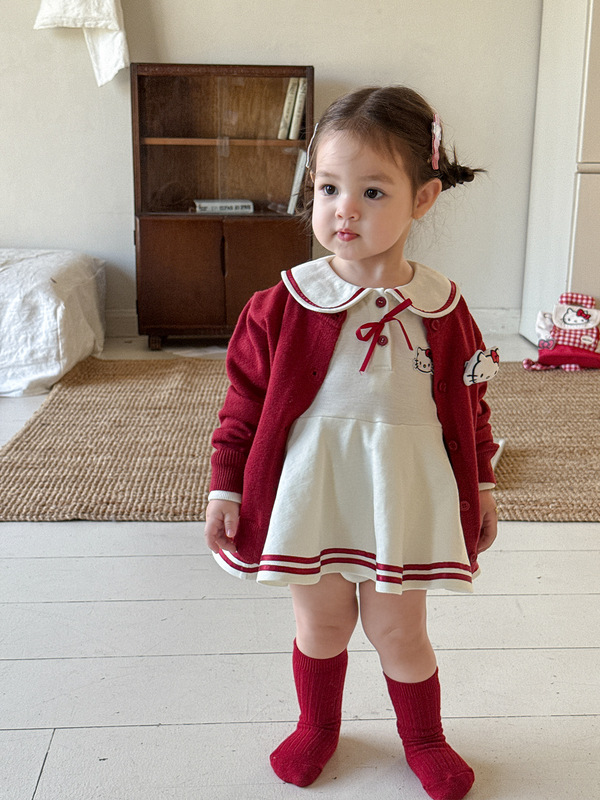 蔗梨童装女童套装秋季2025新款儿童海军风包屁连衣裙开衫宝宝衣服|undefined