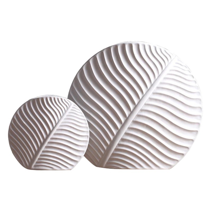 Nórdico hojas decoración hogar Decoración suave moderno minimalista blanco cerámica florero artesanía decoración al por mayor