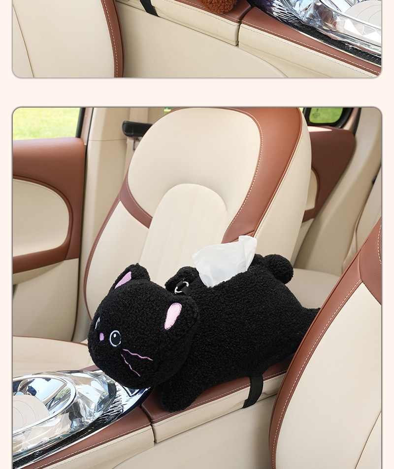 Cute car tissue box, creative and adorable design, multifunctional hanging tissue dispenser for cars, cartoon armrest box tissue holder