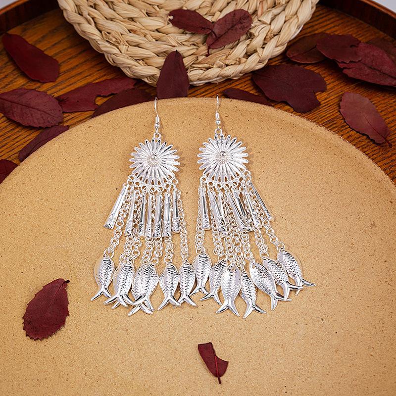 1 Pair Ethnic Style Tassel Plating Alloy Drop Earrings display picture 4