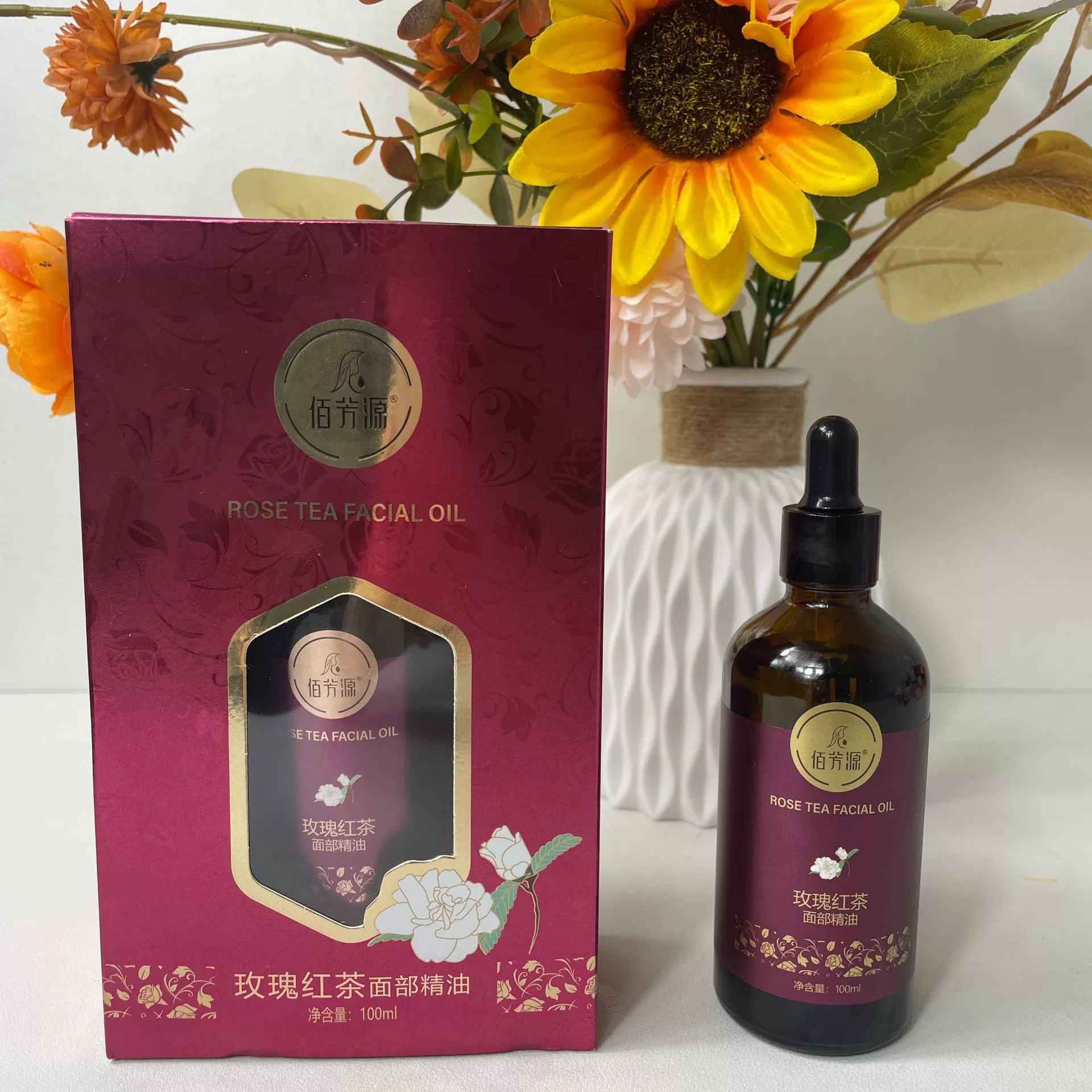 Baifangyuan Rose Red Tea Скребок сыворотка для лица Эфирное масло для массажа глаз Массаж Эфирное масло для подтяжки черного чая