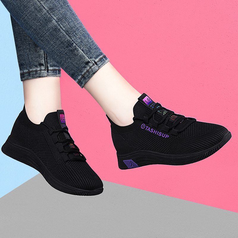 Shield Fox Spring and Autumn Fly-Knit Sports Shoes for Women, Spring and Autumn Mesh Breathable Soft-Soled Casual Running Shoes