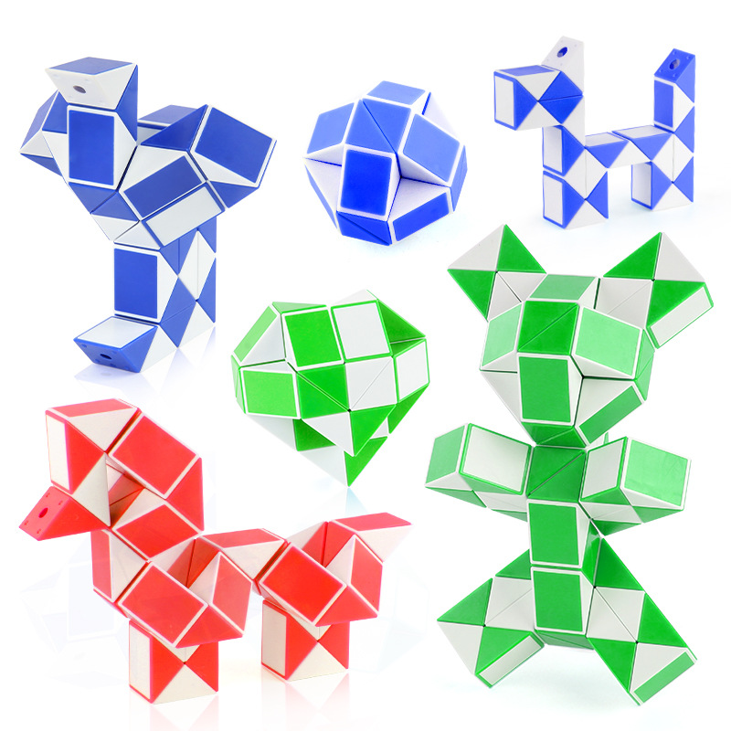 Variedad de exportación transfronteriza regla mágica juguetes educativos de 24 segmentos regla mágica plegable de forma especial serpiente mágica color cubo tridimensional de 72 segmentos