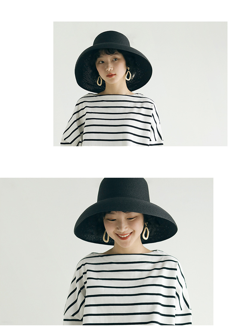 Women's Elegant Streetwear Stripe Wide Eaves Sun Hat Straw Hat display picture 5