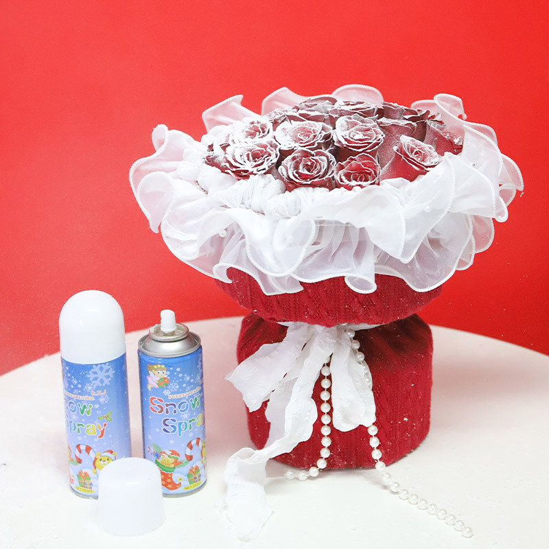 Ramo navideño con espuma de nieve artificial blanca, rosas de nieve en aerosol, árbol de dinero, nieve artificial de colores para decoración de escenas. image 4