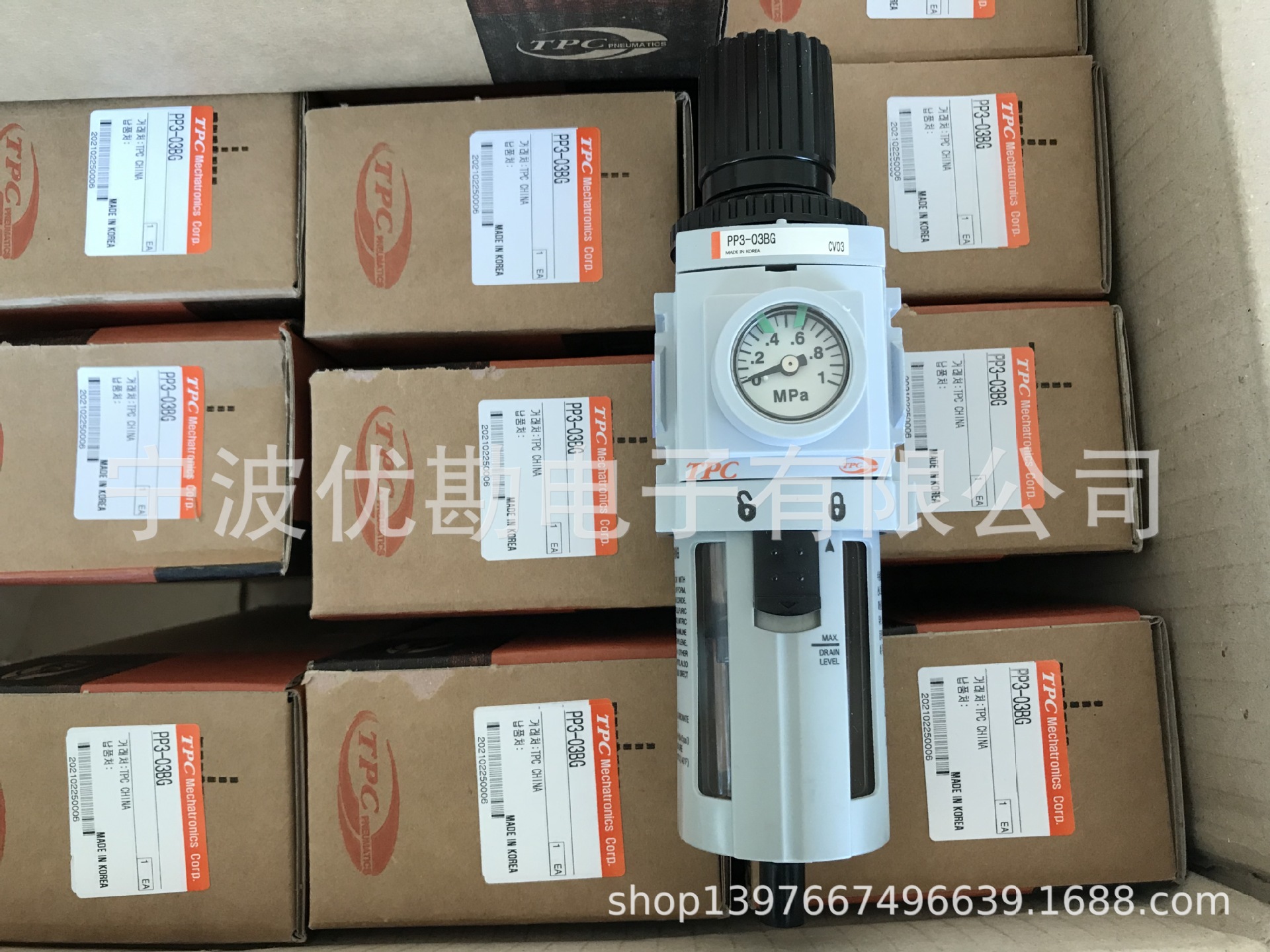 代理韩国TPC气动元件 供应过滤器+调压阀减压阀/两联件PP3-03BG