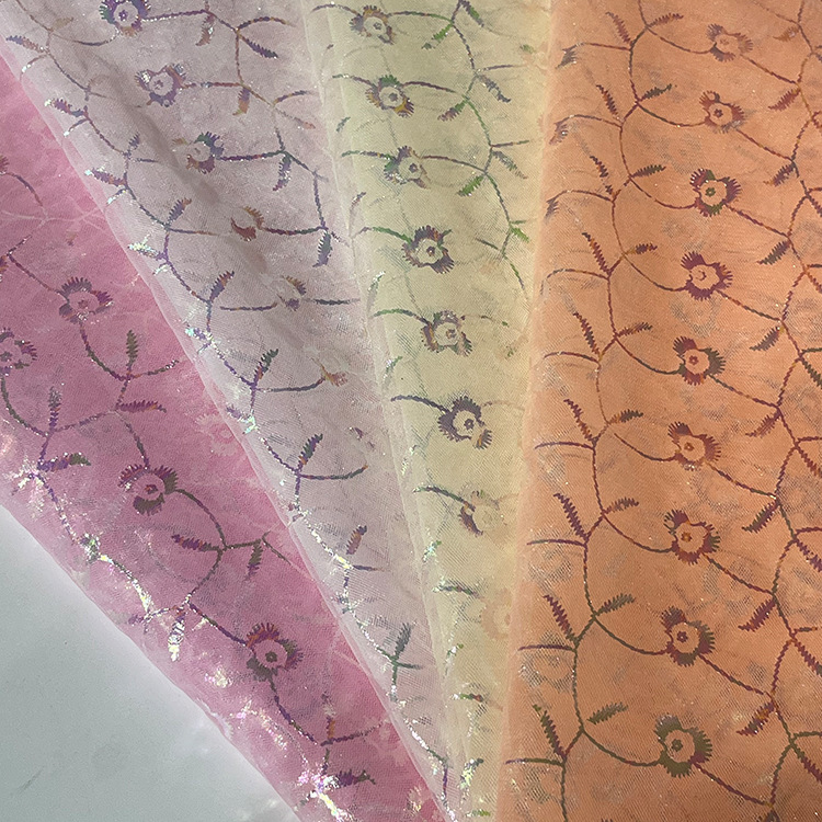 2025 nueva malla de gaza artesanal color fantasma estampado bordado malla de primavera, verano y otoño ropa de niñas