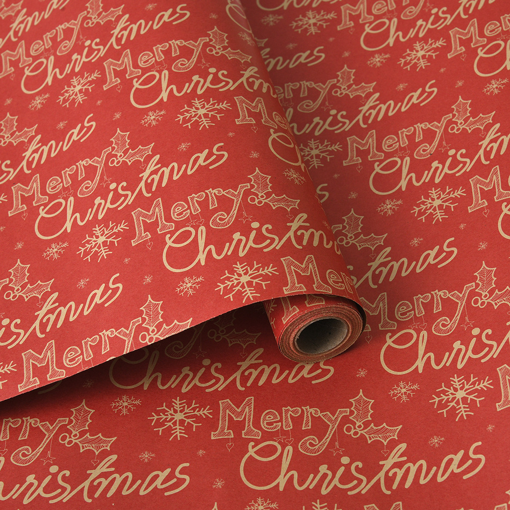 Venta caliente transfronteriza, rollo de gran tamaño, papel de regalo de Navidad, papel kraft retro, papel de regalo de Navidad, papel de regalo
