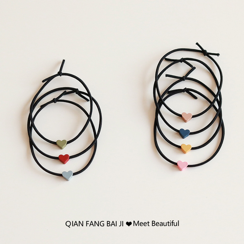 Head Rope Women's Hair Rings Rubber Tendons Love Couple Small Leather Jacket for Boyfriend Students Long-distance Love South Korea Loose Sweet Wrist