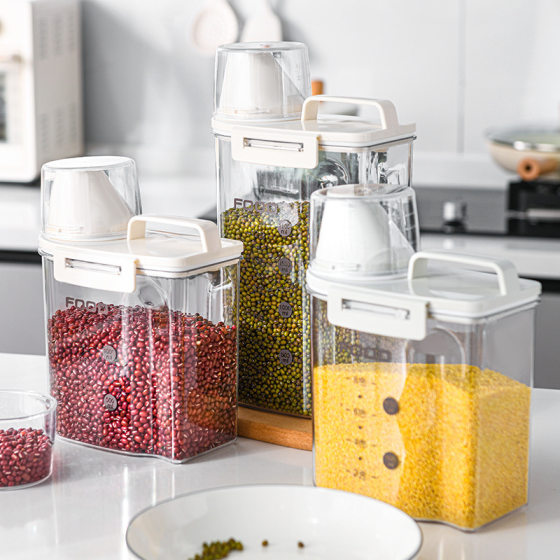Rice Bucket Kitchen Household Large Capacity Rice Jar Rice Box Insect Proof Moisture Proof Transparent Sealed Tank Grain Storage Box