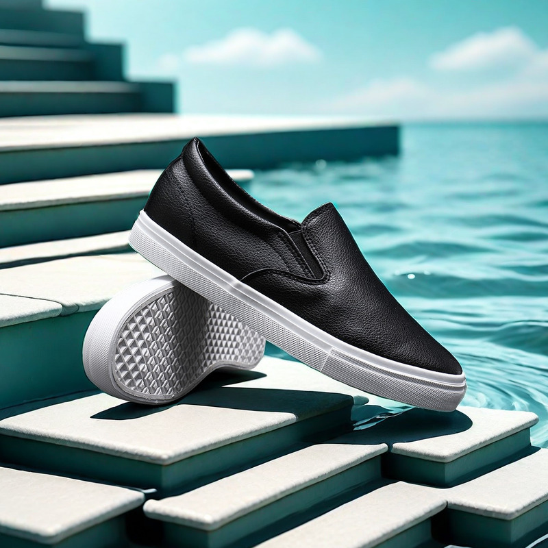 Zapatos de hombre de un pie, zapatos planos perezosos elástico, zapatillas de deporte casuales, zapatos de comercio exterior transfronterizos, zapatos de hombre negros en la sala de trabajo