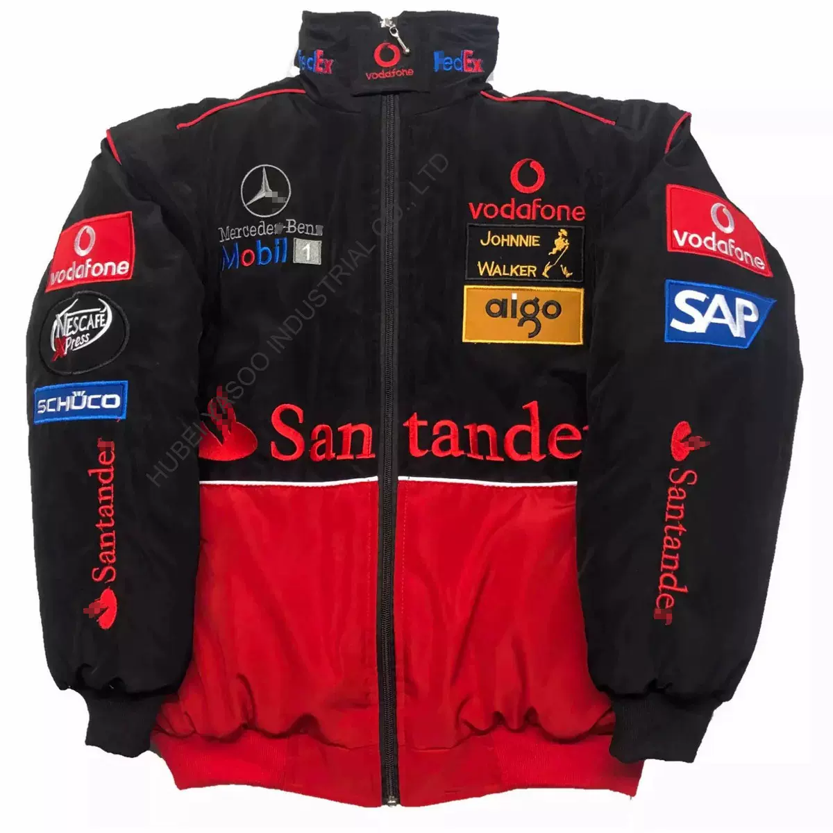F1 jacket 赛车夹克全刺绣桑坦德外套赛车摩托骑行棉服跨境现货