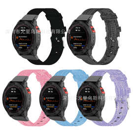 适用于佳明Garmin Fenix系列 7S 7 7X尼龙帆布牛仔布替换表带腕带