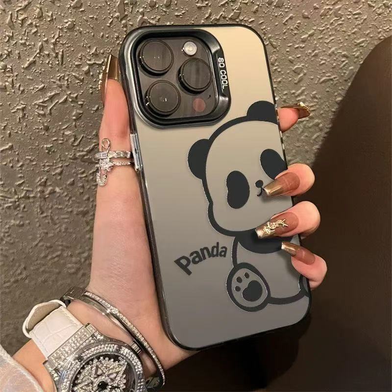 Cute Panda for Apple 15Promax Phone Case 14 Color Silver iPhone13pro Drop-resistant 12/11 Case