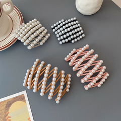 韓版簡約新款便攜摺疊發箍克外出珍珠氣質發卡2024年夏季網紅髮飾