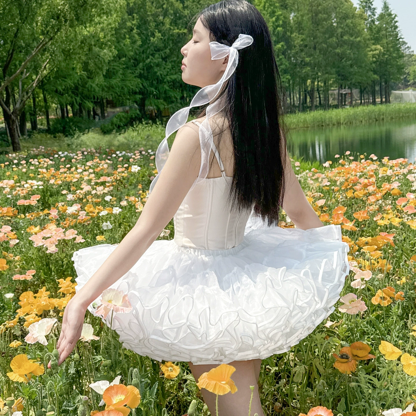 Lolita подкладка для юбки с поддержкой, безкостная 35 см мягкая пряжа пышная подкладка, один размер