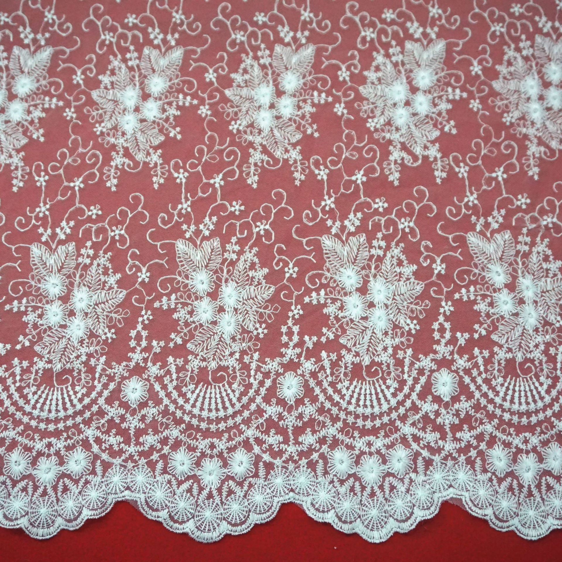 白色水溶花边蕾丝面料 刺绣网纱绣花面料童装家纺婚纱礼服DIY辅料