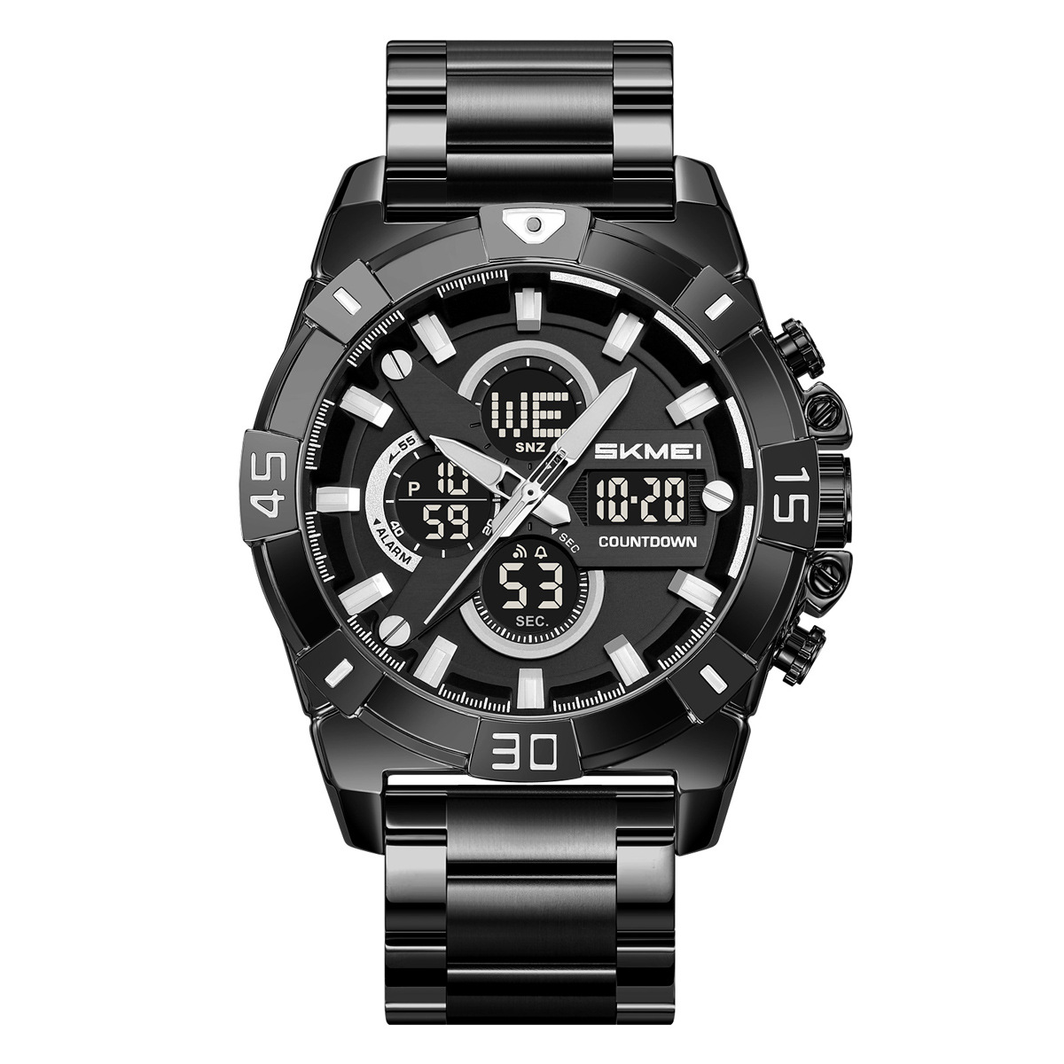 Reloj de acero al aire libre, doble pantalla multifuncional, reloj impermeable transfronterizo, comercio exterior al por mayor