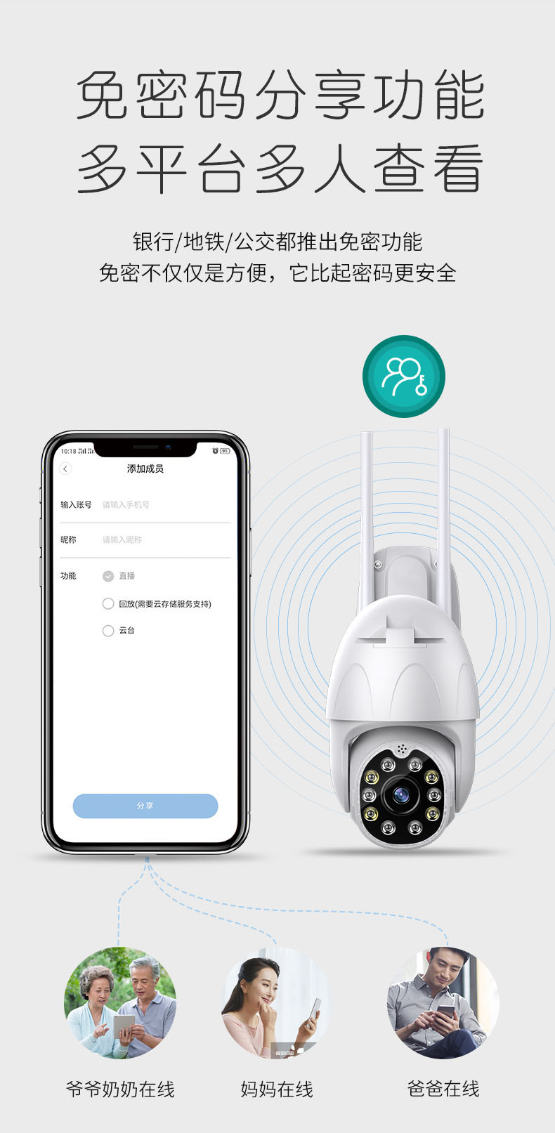 360度全景球机摄像头家用室外防水高清夜视手机无线wifi网
