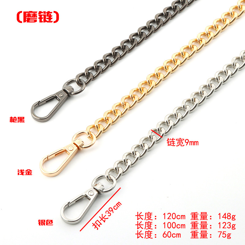 Cadena plana metálica de alta calidad para reemplazo de asas de bolso