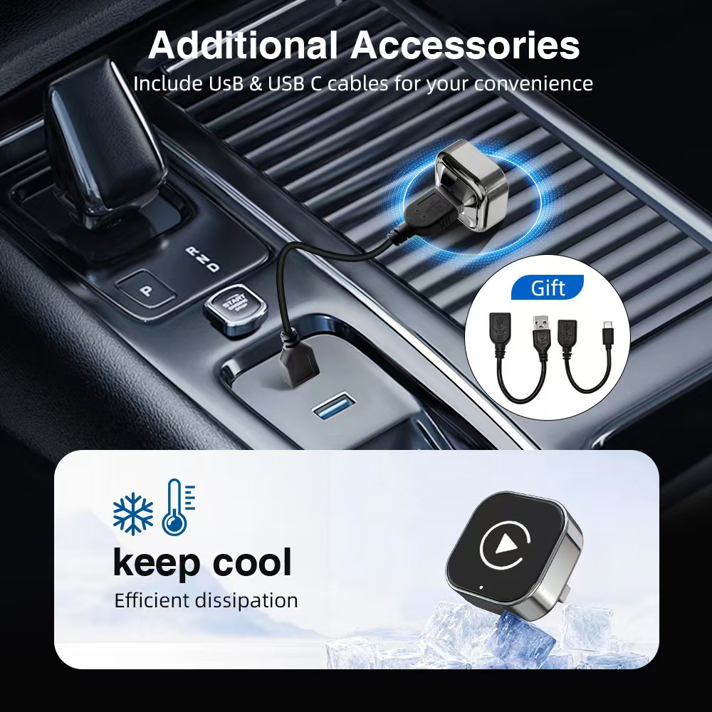 Cross-Border Two-In-One Wired to Wireless Carplay Box for Car Connectivity, Compatible with Apple, Android, and Linux Systems, Portable