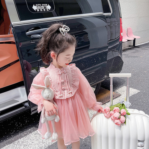 Girls' Dress Autumn  New Fashion Children's Chinese Style Baby Net Princess Dress Ancient Style Skirt