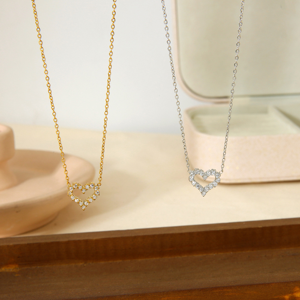 Geometric, Heart Shape Pattern Women's Gender Wholesale Jewelry IG Style Simple Style Heart Shape 304 Stainless Steel 16K Gold Plated Plating Pendant Necklace Cable Chain