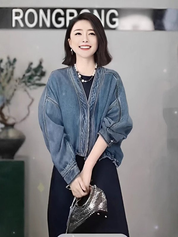 年齢を軽減する女性用デニムジャケット 2025 春と秋の新韓国スタイルルーズ大きいサイズカジュアルショートカジュアルマントスタイルトップ|undefined
