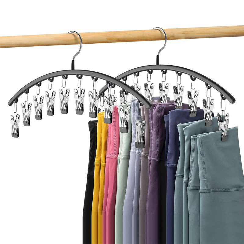 Xiyin Temu Cross-Border Metal Clothes Hanger Curved Sock Rack with 10 Clips for Drying Socks, Clothes Hanger for Drying Children's Underwear and Socks